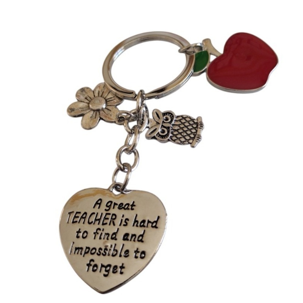 Unbranded Key Chain A Great Teacher Heart And‎ Apple Silver